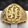 gold monogram ring